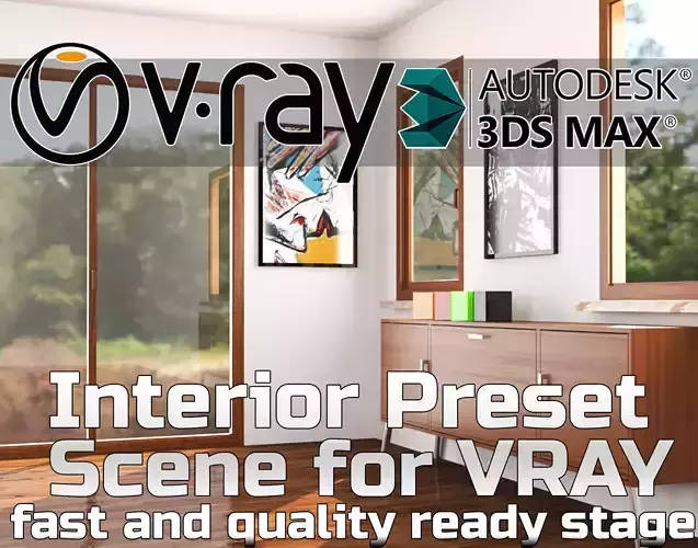 V-Ray Interior Preset Scene for Vray fast and quality Low-poly 3D model