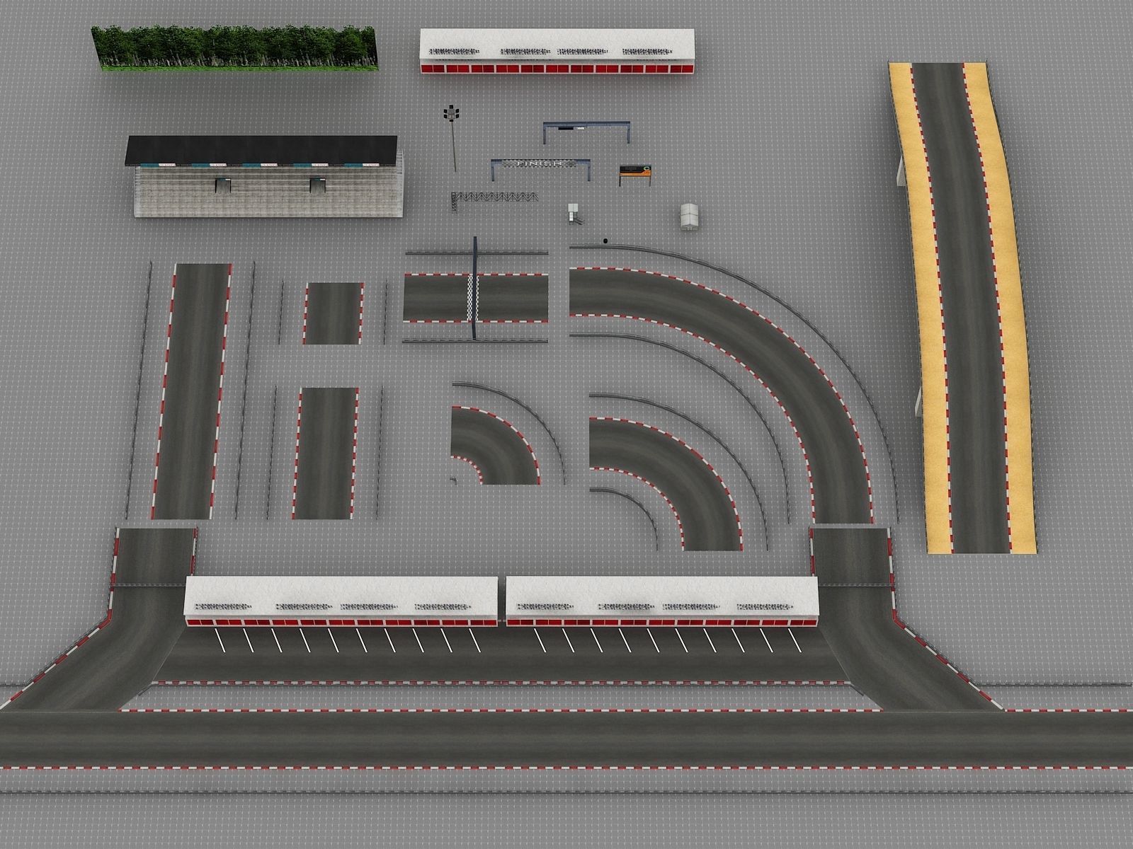 Race Track Modular Kit for Game and Big Projects unitypackage Low-poly 3D model_23