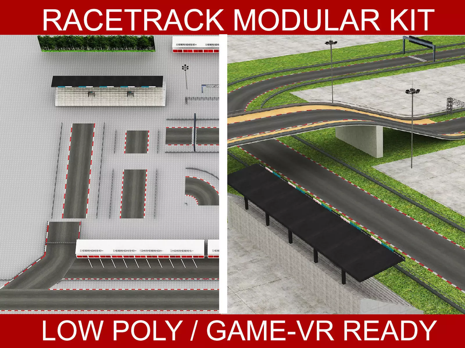 Race Track Modular Kit for Game and Big Projects unitypackage Low-poly 3D model_0