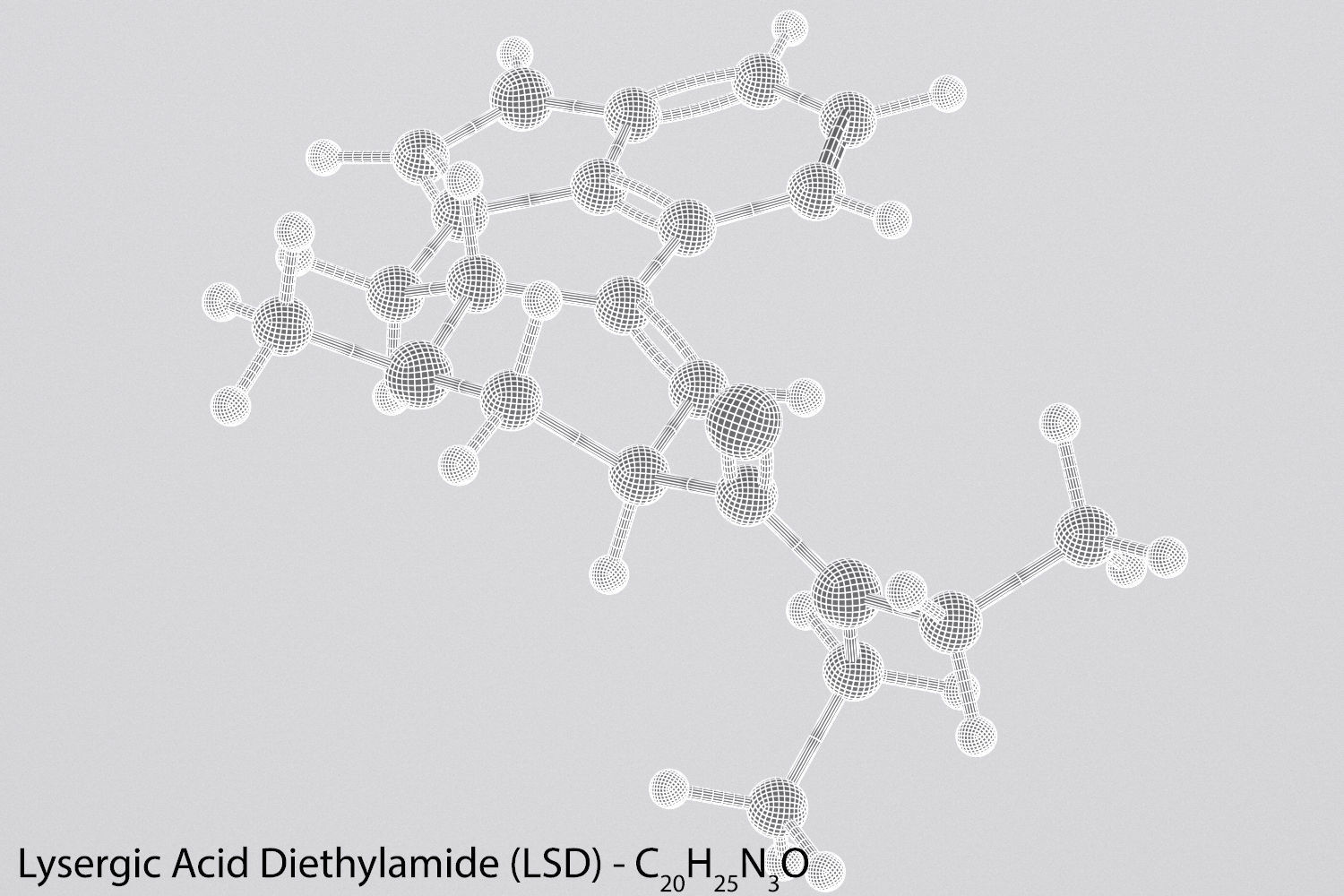Drug LSD - Lysergic Acid Diethylamide - Molecule 3D model 3D model_5