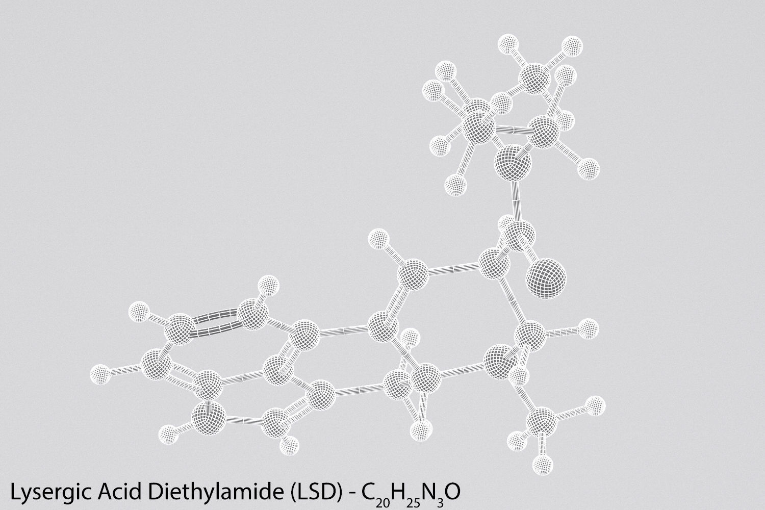 Drug LSD - Lysergic Acid Diethylamide - Molecule 3D model 3D model_4