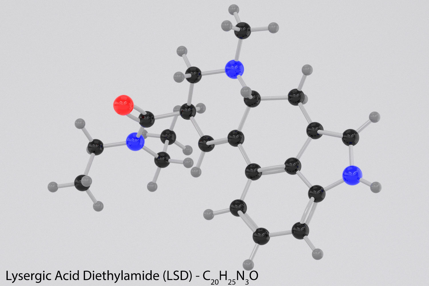 Drug LSD - Lysergic Acid Diethylamide - Molecule 3D model 3D model_2