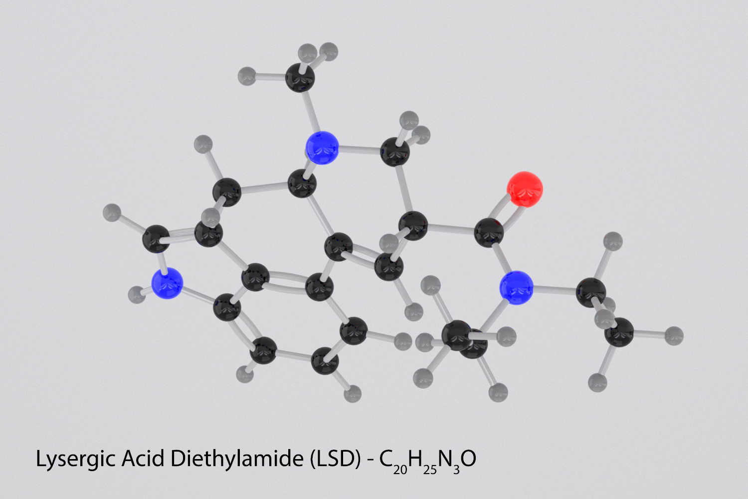 Drug LSD - Lysergic Acid Diethylamide - Molecule 3D model 3D model_1