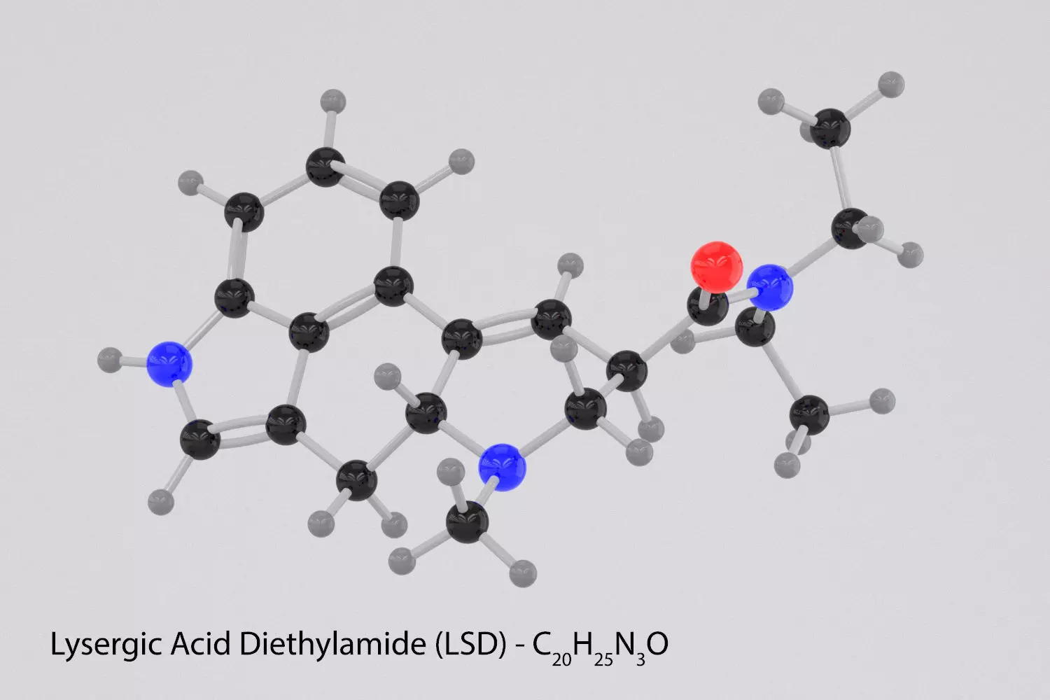 Drug LSD - Lysergic Acid Diethylamide - Molecule 3D model 3D model_0