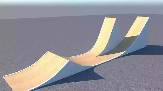 Big Two side stunt ramp Free low-poly 3D model