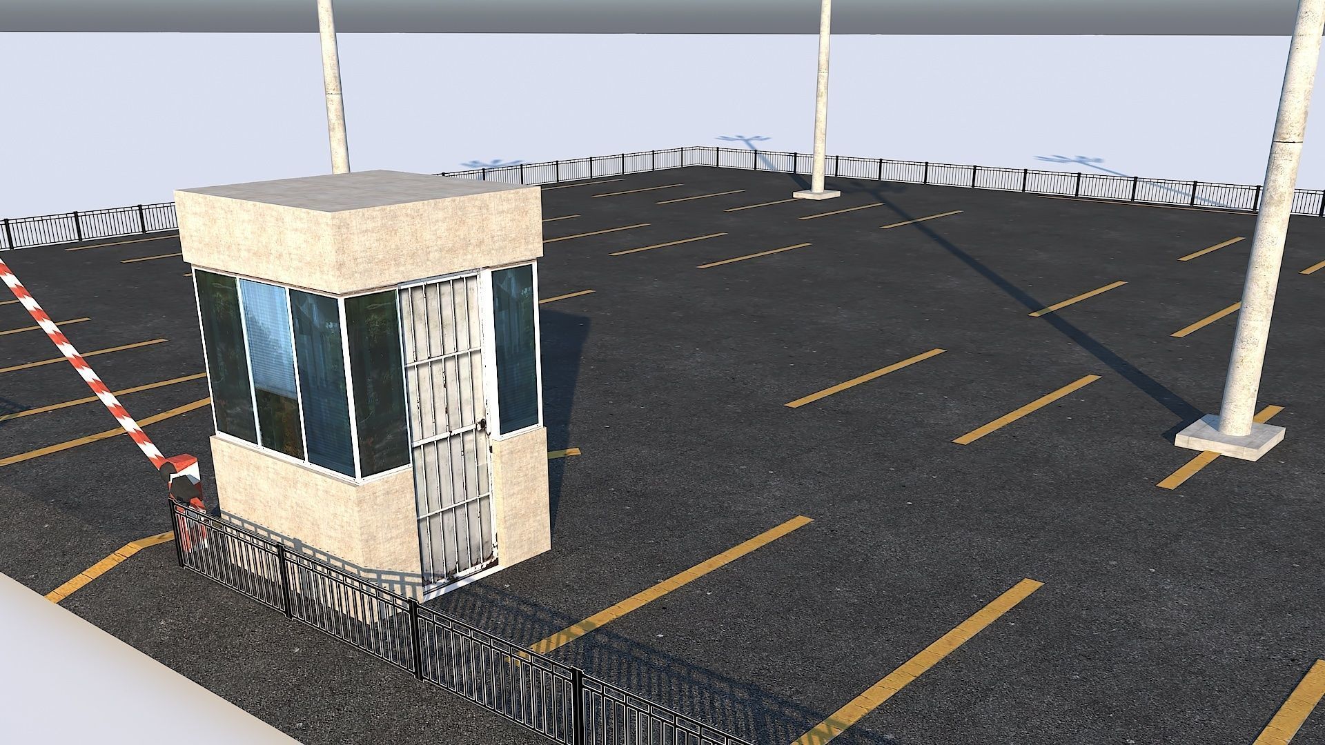 Inner City Roadside Car Parking Lot With Counter Low-poly 3D model_2