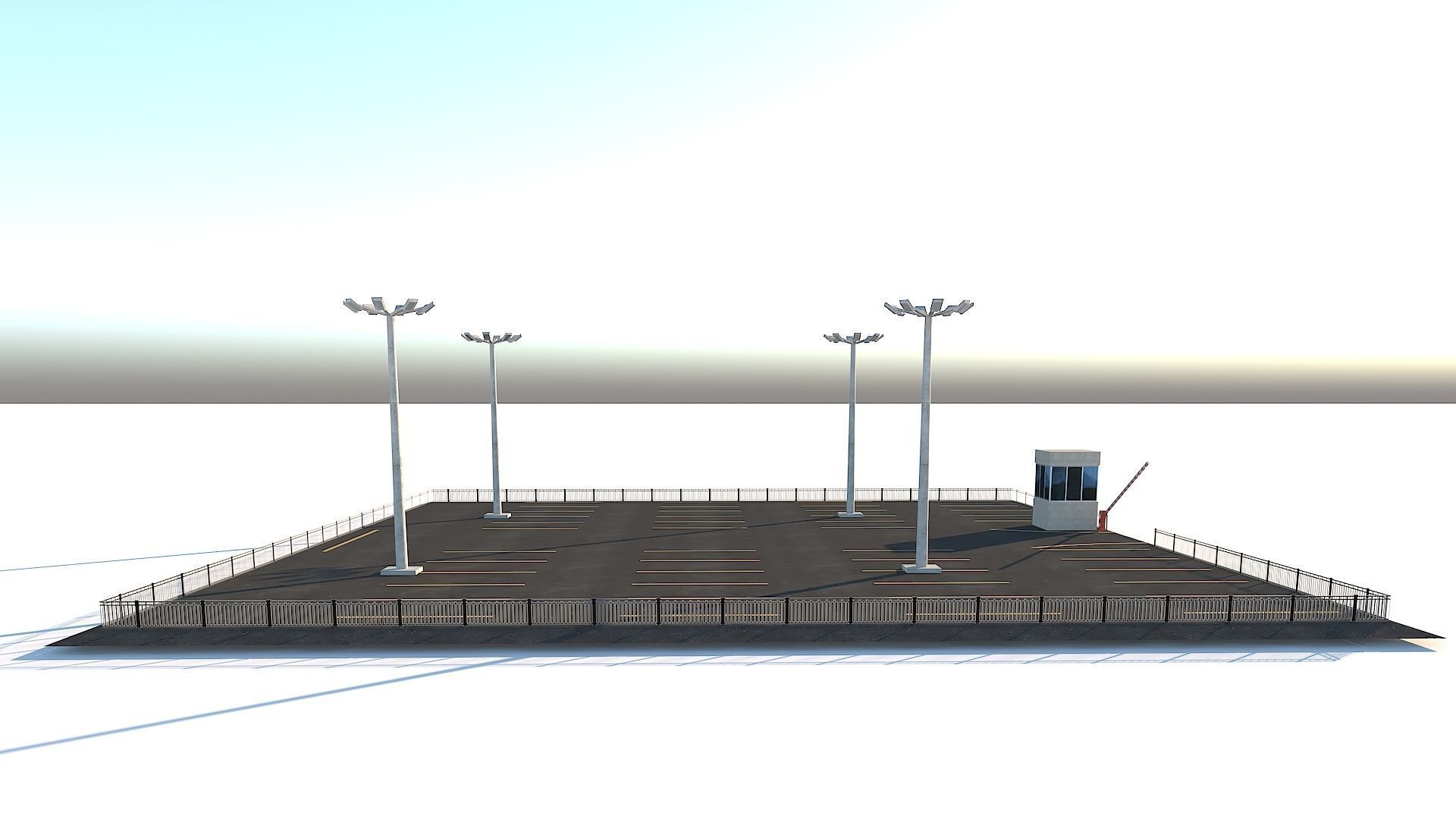 Inner City Roadside Car Parking Lot With Counter Low-poly 3D model_9