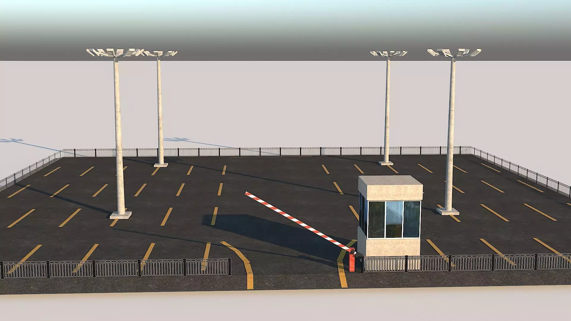 Inner City Roadside Car Parking Lot With Counter Low-poly 3D model_0