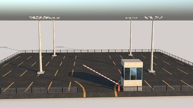 Inner City Roadside Car Parking Lot With Counter Low-poly 3D model
