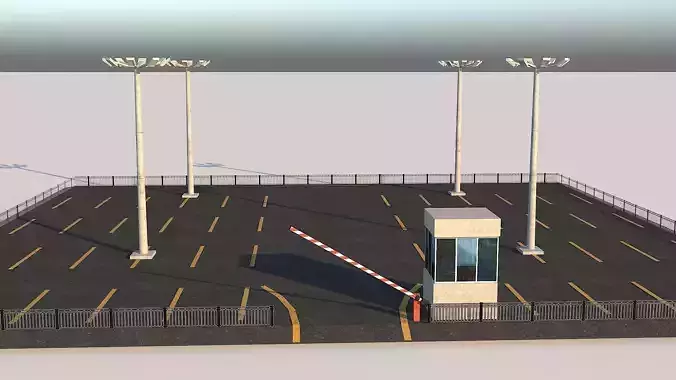 Inner City Roadside Car Parking Lot With Counter Low-poly 3D model