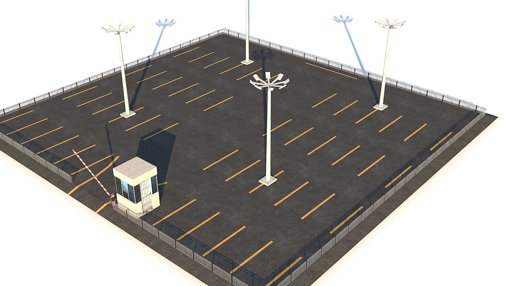 Inner City Roadside Car Parking Lot With Counter Low-poly 3D model_7