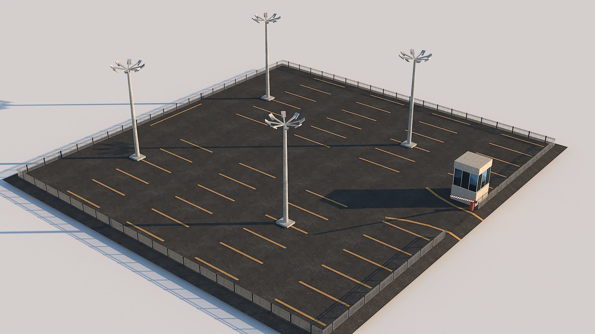 Inner City Roadside Car Parking Lot With Counter Low-poly 3D model_5