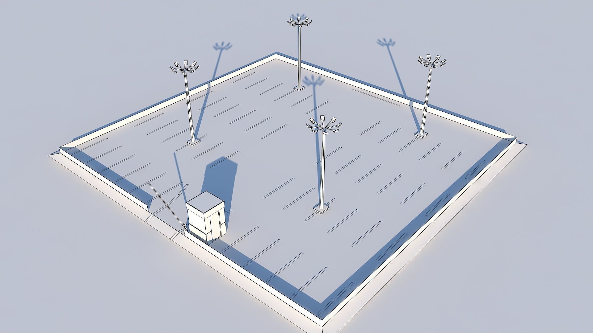 Inner City Roadside Car Parking Lot With Counter Low-poly 3D model_3