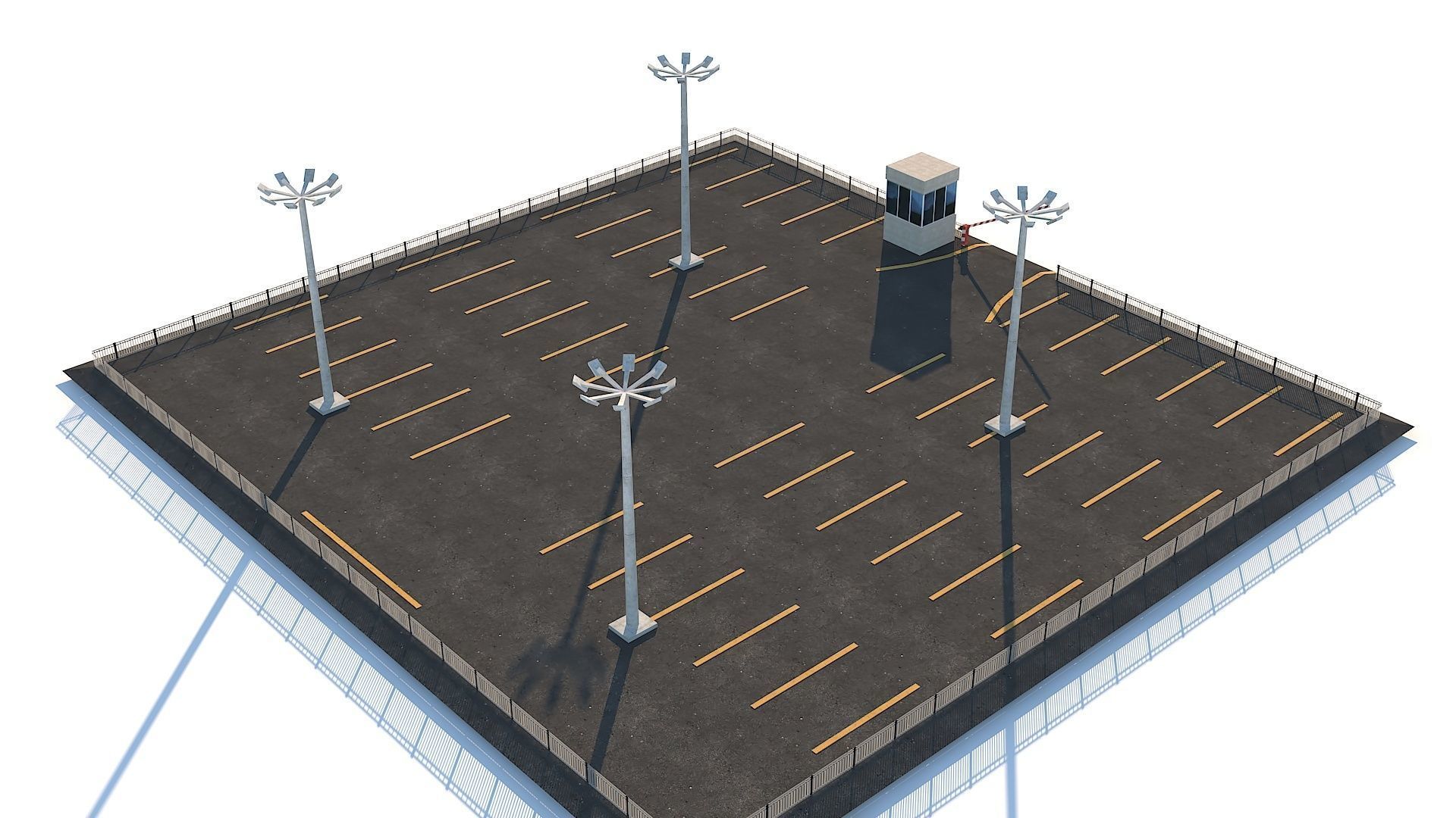 Inner City Roadside Car Parking Lot With Counter Low-poly 3D model_10