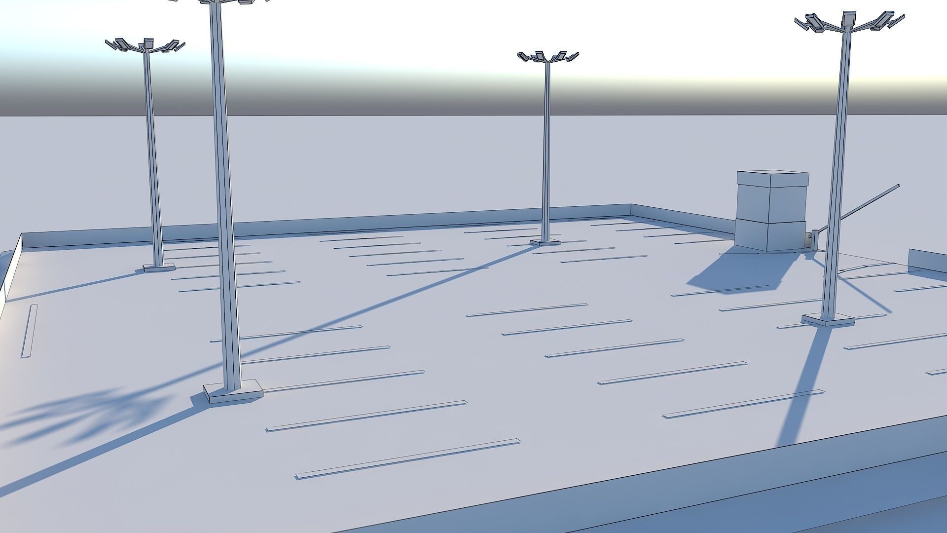 Inner City Roadside Car Parking Lot With Counter Low-poly 3D model_4