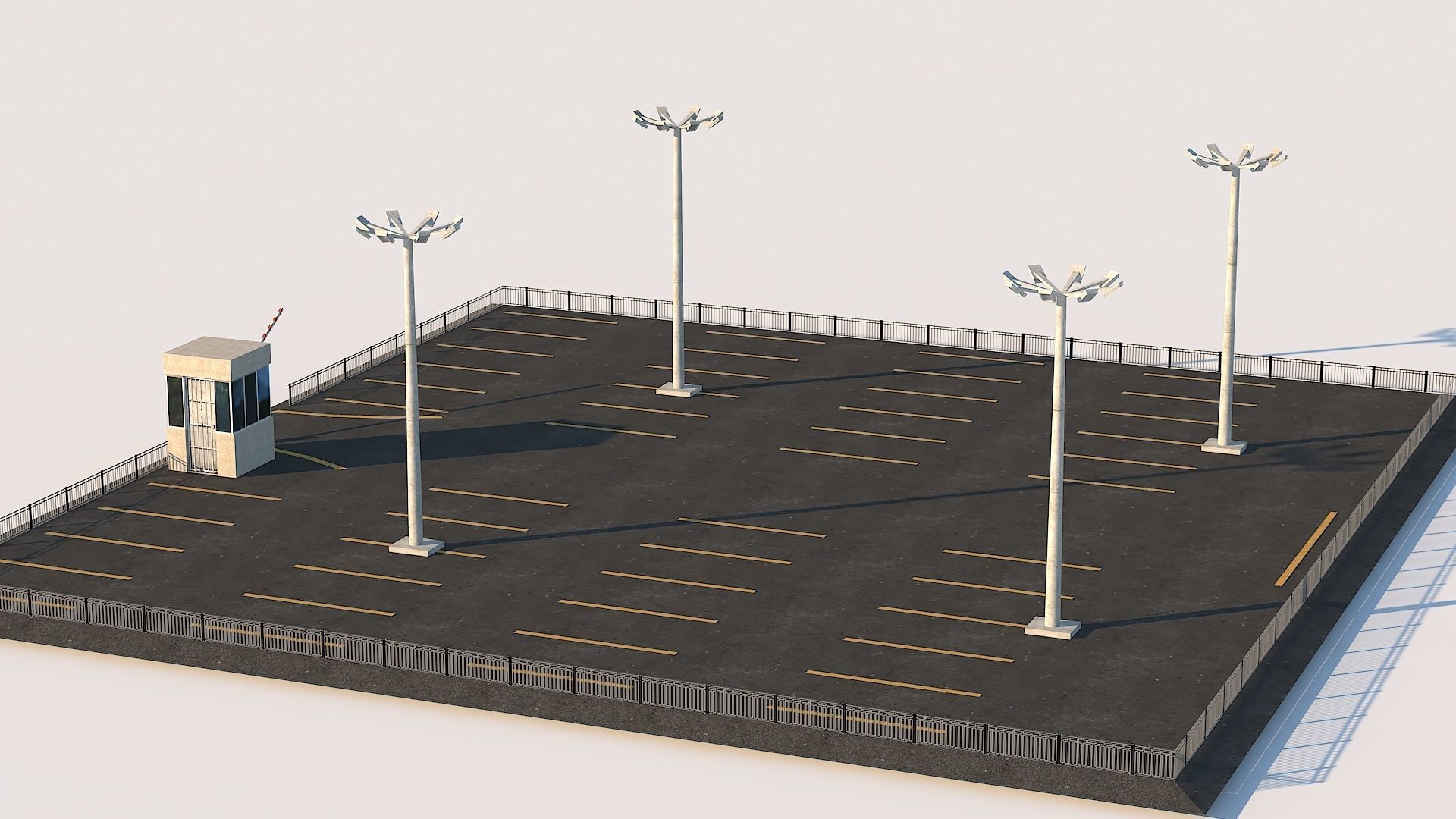 Inner City Roadside Car Parking Lot With Counter Low-poly 3D model_6