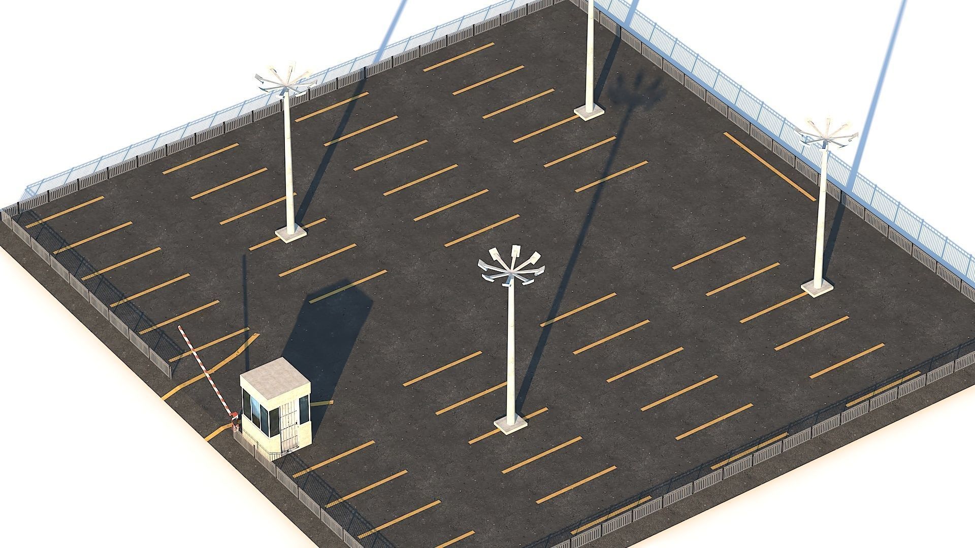 Inner City Roadside Car Parking Lot With Counter Low-poly 3D model_11