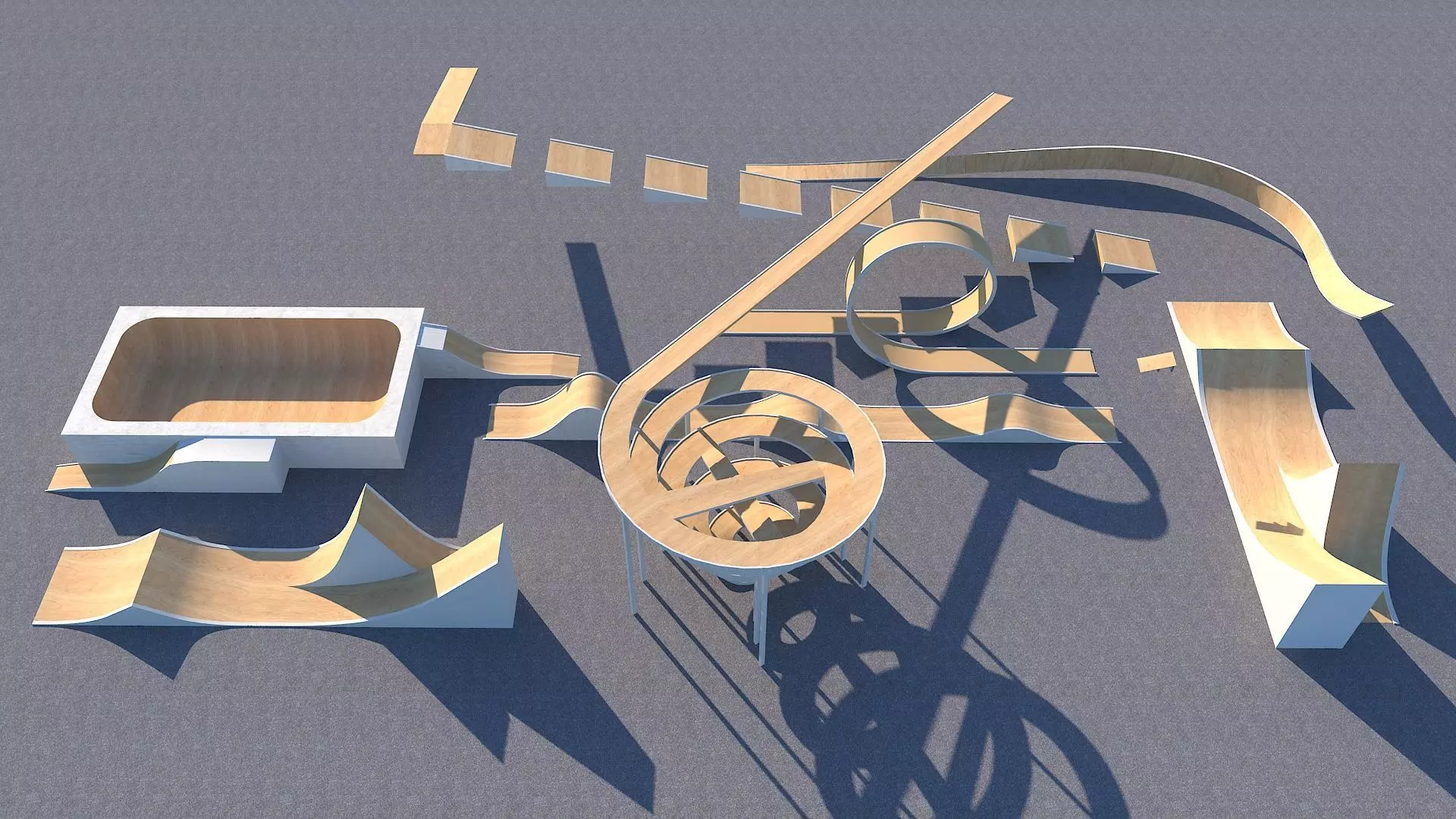 Stunt Ramp and Equipment Package for City Car Low-poly 3D model