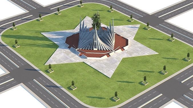 City Center Roundabout Road Low-poly 3D model