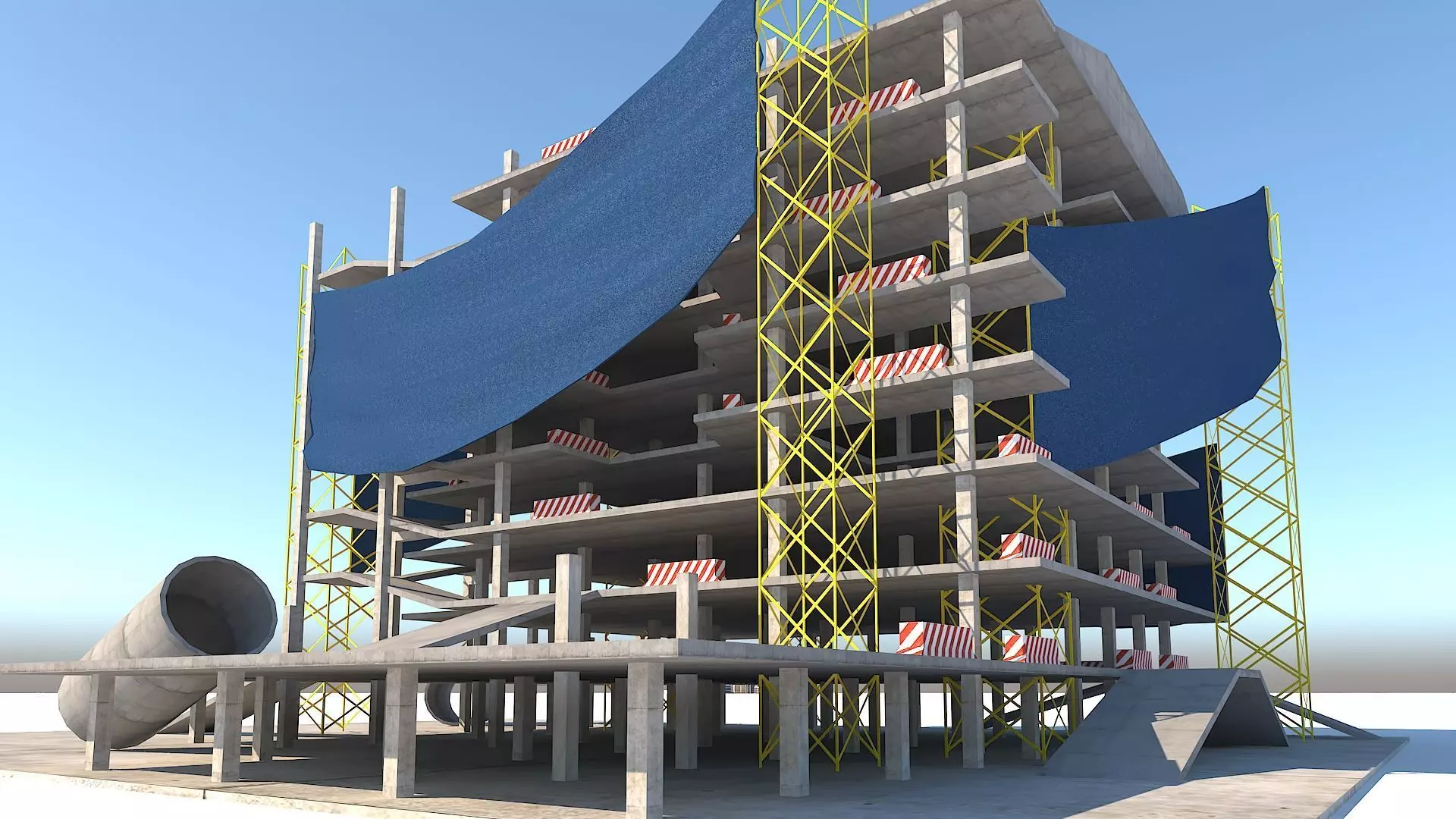 Great Building Construction Detailed Low-poly 3D model