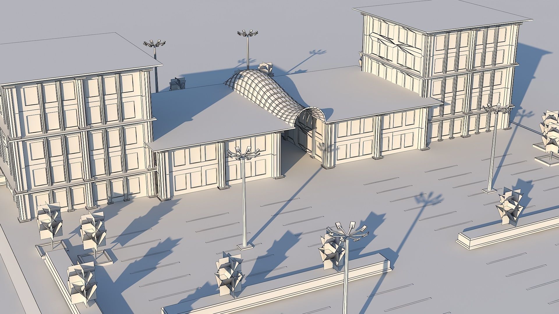 Old Type Column Official Building Low-poly 3D model_6