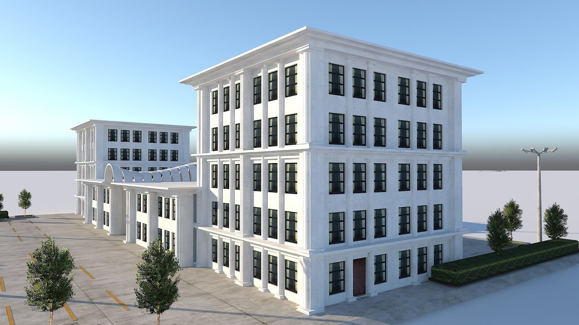 Old Type Column Official Building Low-poly 3D model_10