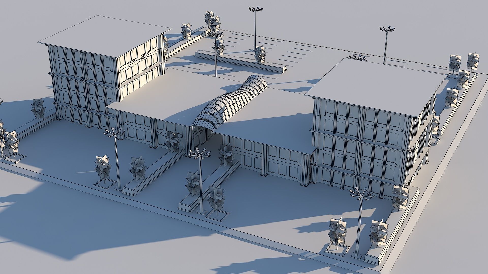 Old Type Column Official Building Low-poly 3D model_5