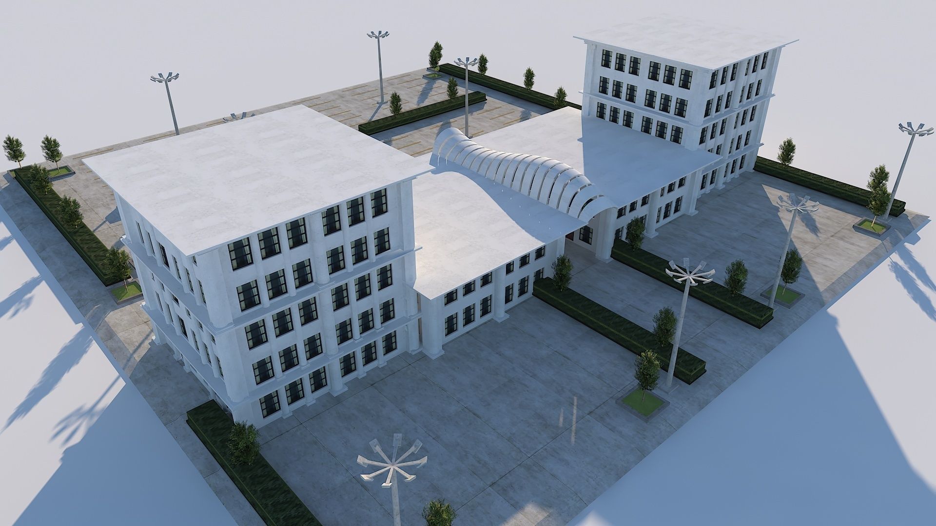 Old Type Column Official Building Low-poly 3D model_1