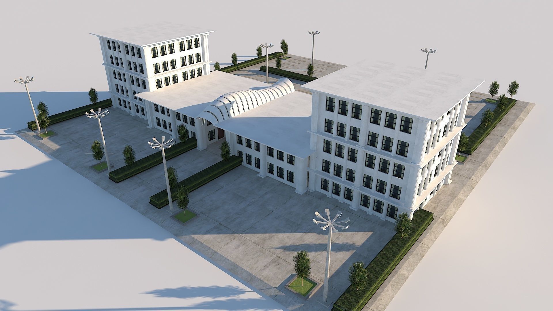 Old Type Column Official Building Low-poly 3D model_2