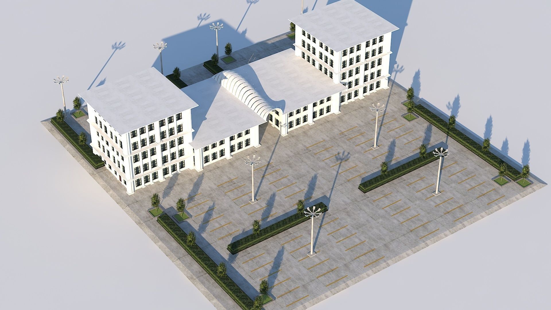 Old Type Column Official Building Low-poly 3D model_12