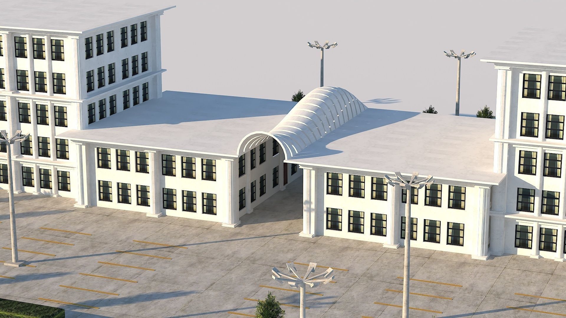 Old Type Column Official Building Low-poly 3D model_8