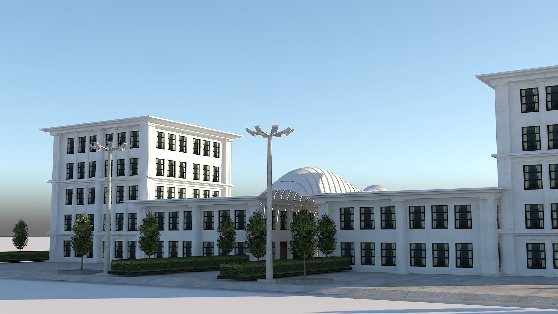 Old Type Column Official Building Low-poly 3D model_7