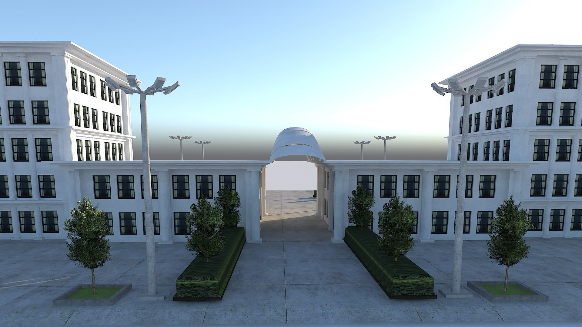 Old Type Column Official Building Low-poly 3D model_11