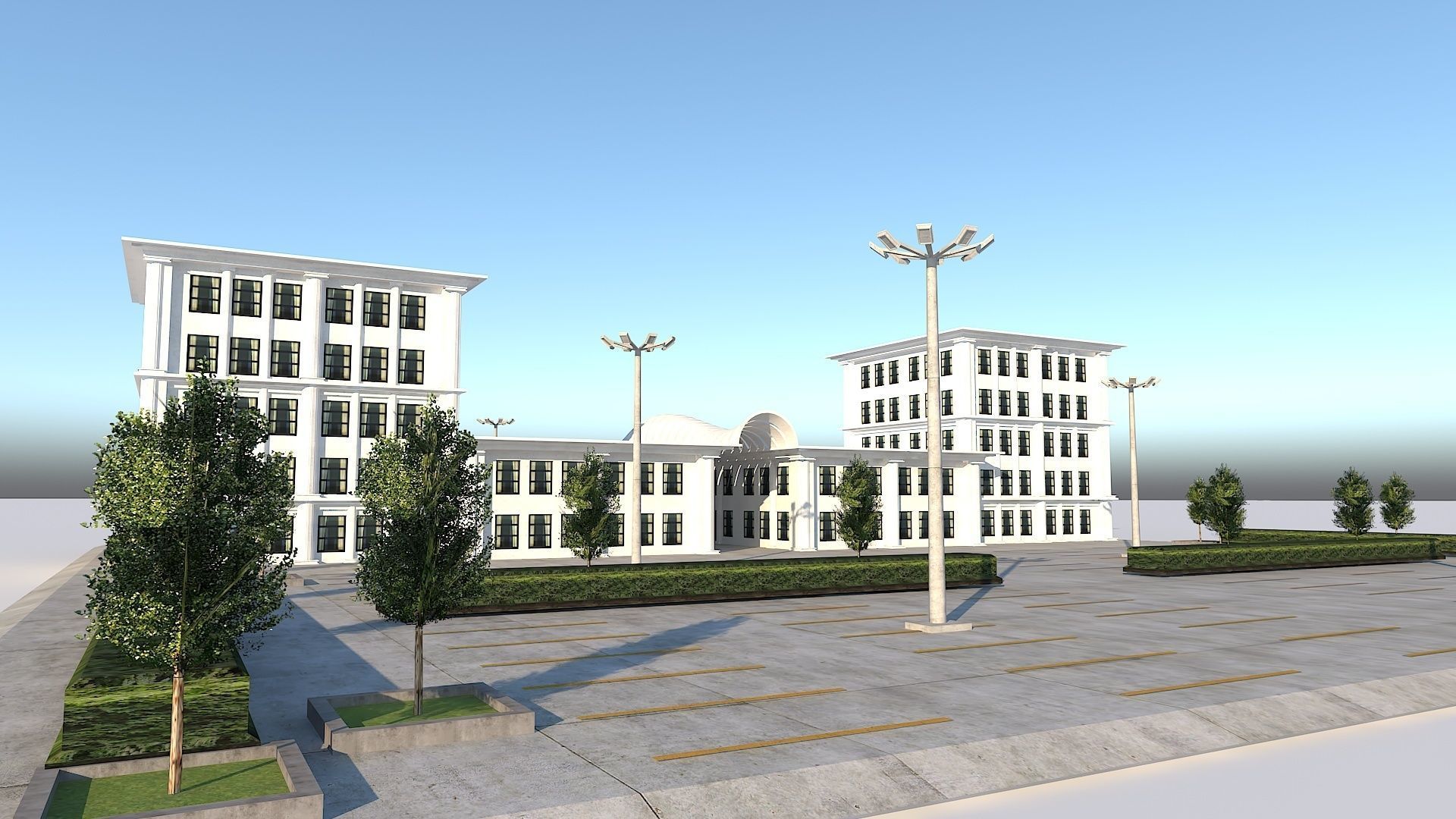 Old Type Column Official Building Low-poly 3D model_9