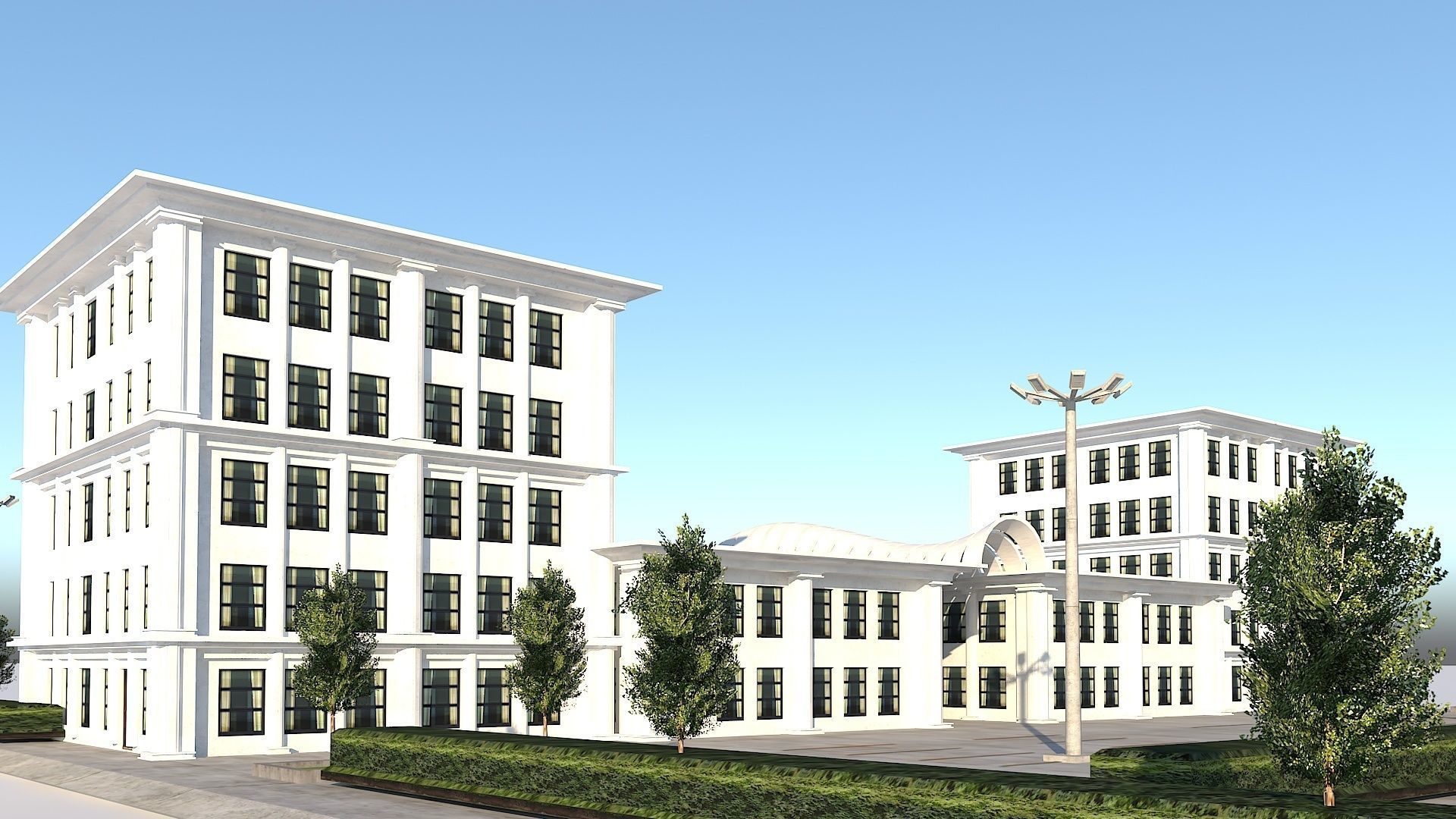 Old Type Column Official Building Low-poly 3D model_4