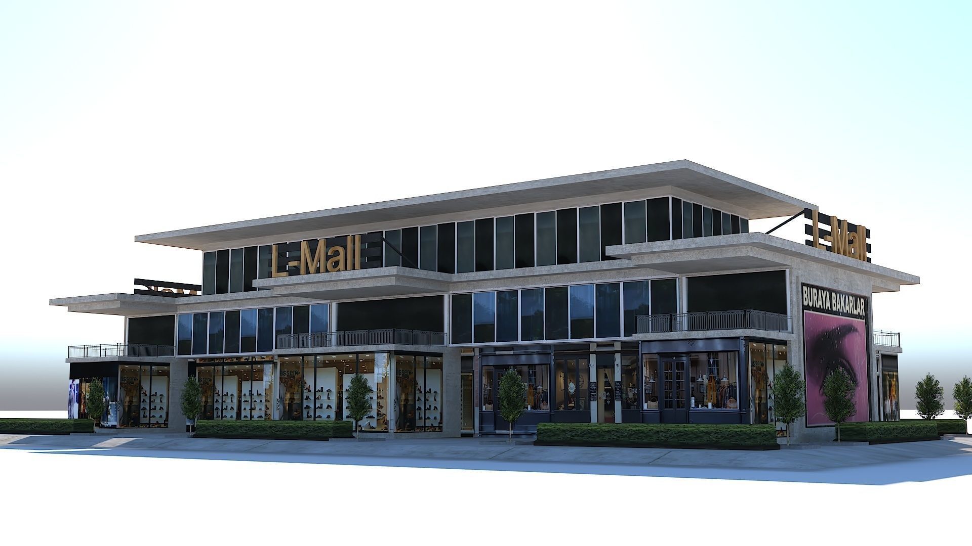 Simple and Effective Mall Shopping Store Building Low-poly 3D model_5