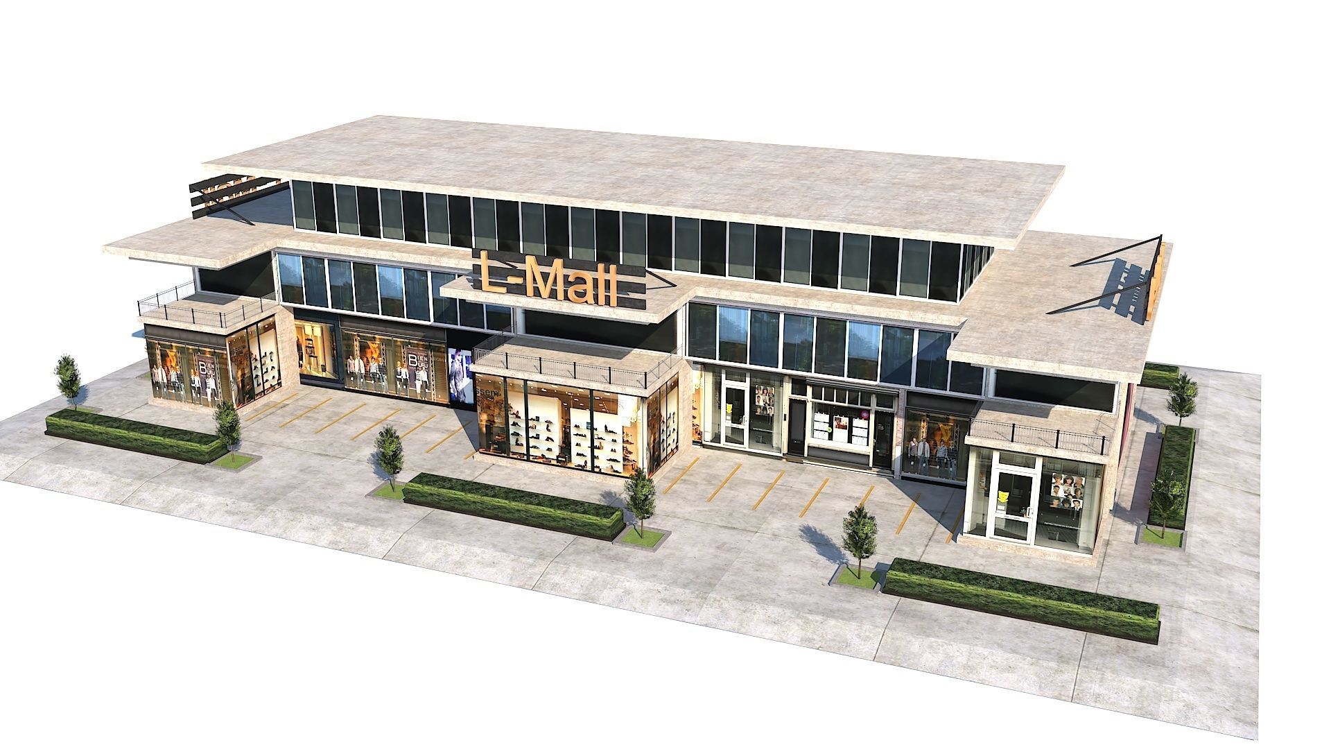 Simple and Effective Mall Shopping Store Building Low-poly 3D model_3