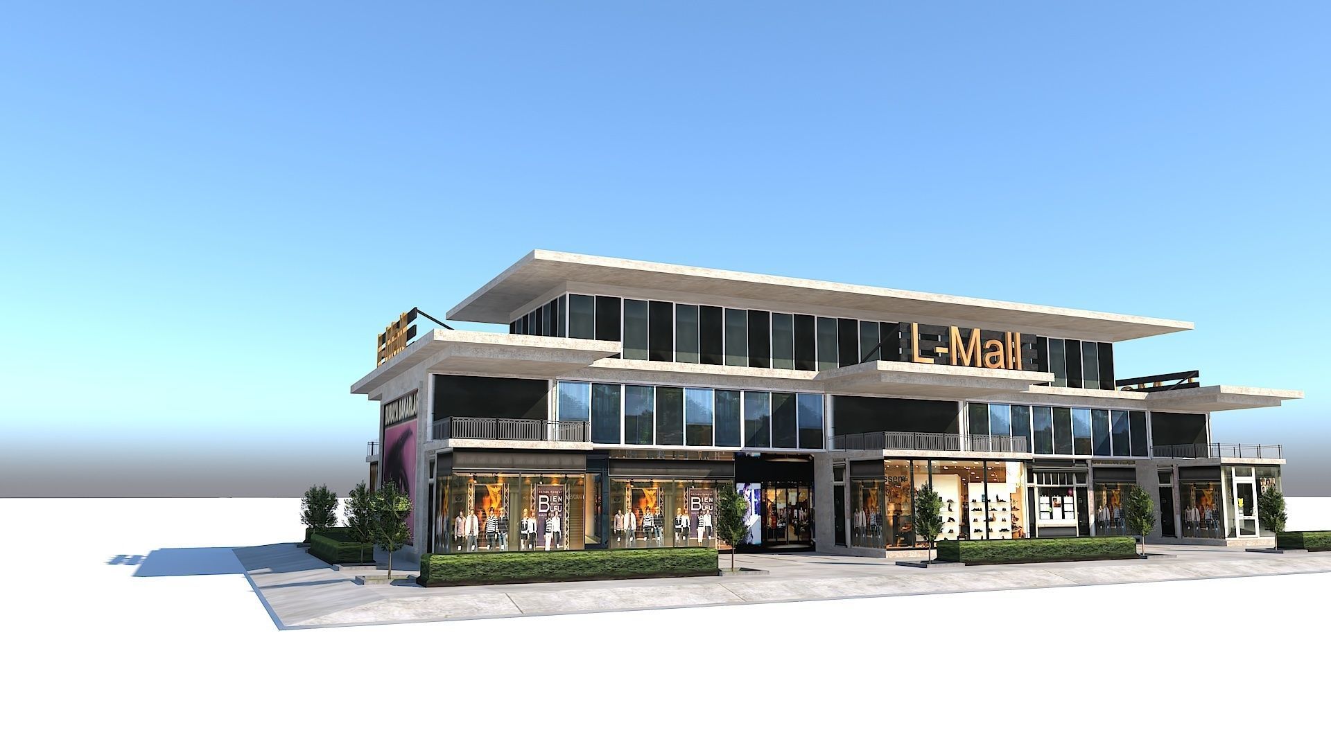 Simple and Effective Mall Shopping Store Building Low-poly 3D model_7