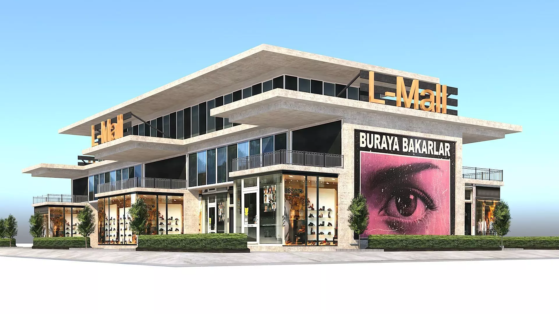 Simple and Effective Mall Shopping Store Building Low-poly 3D model_0