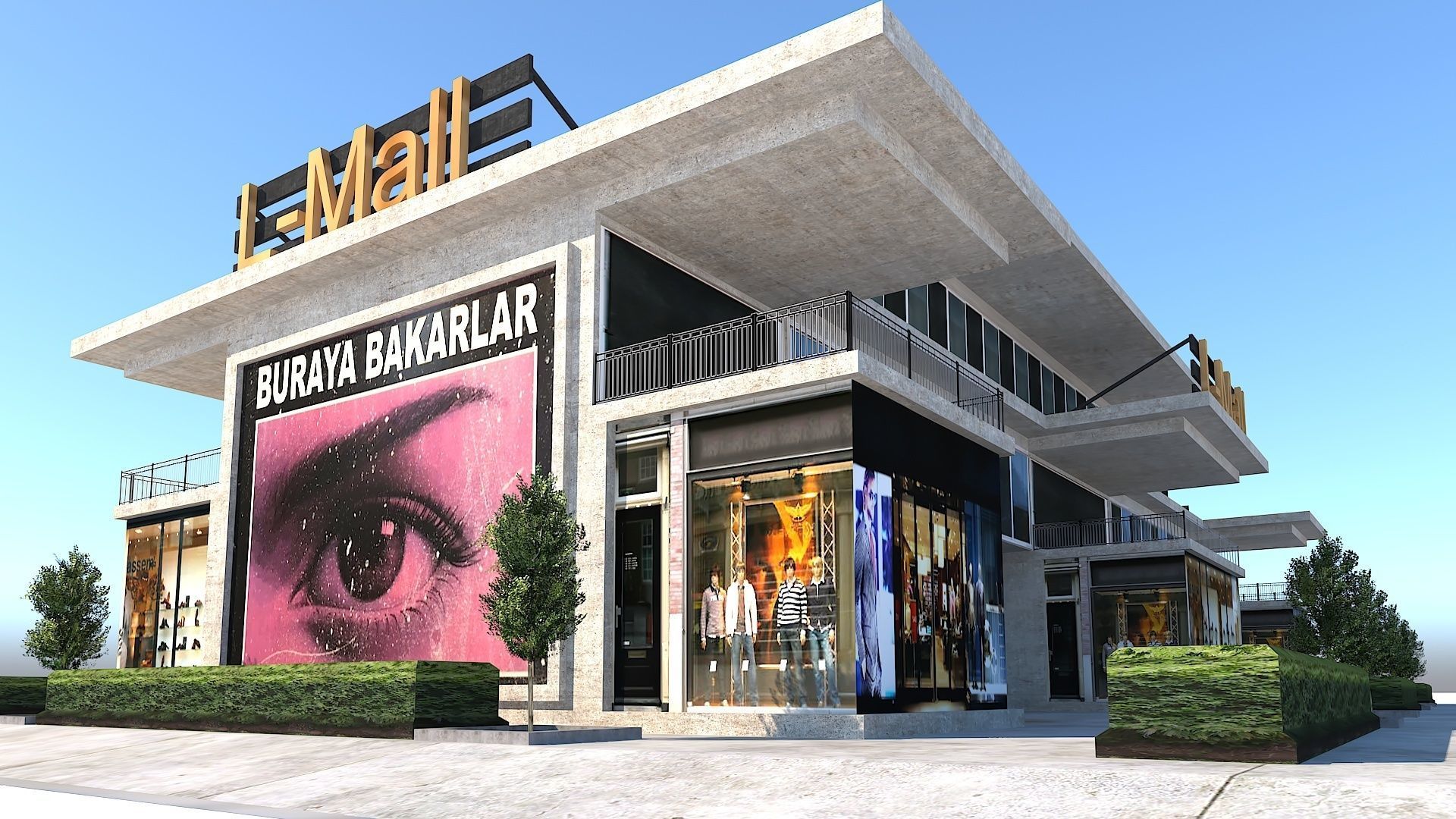 Simple and Effective Mall Shopping Store Building Low-poly 3D model_1