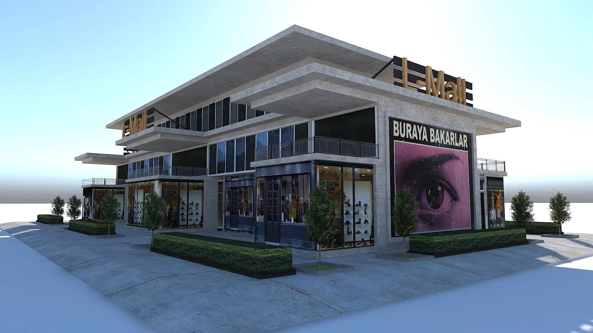Simple and Effective Mall Shopping Store Building Low-poly 3D model_8
