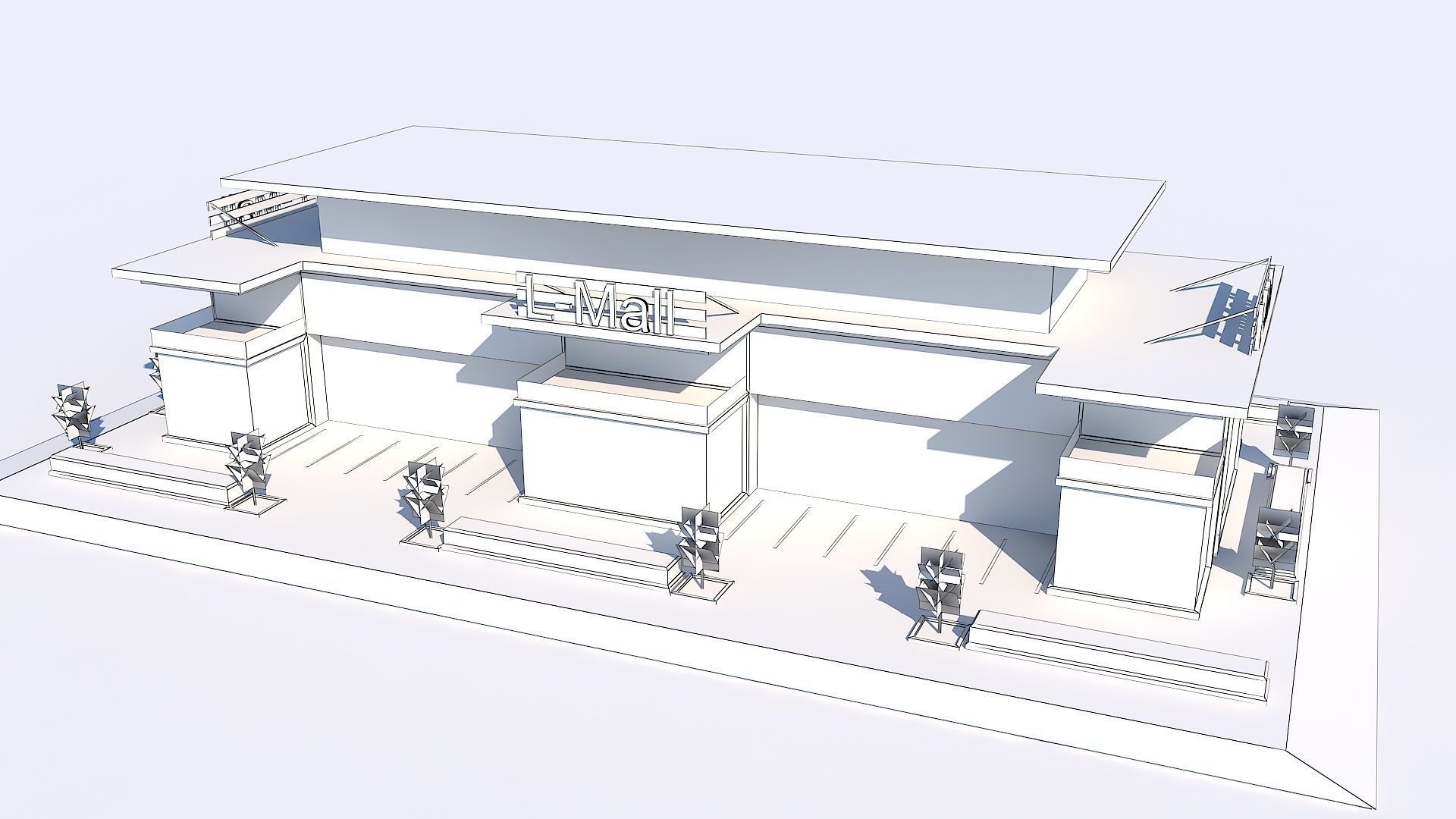 Simple and Effective Mall Shopping Store Building Low-poly 3D model_4
