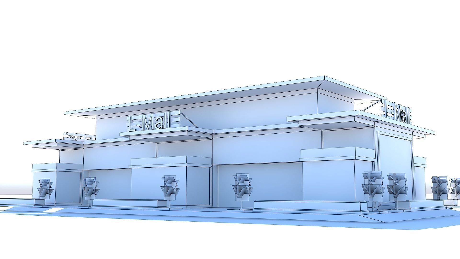 Simple and Effective Mall Shopping Store Building Low-poly 3D model_2