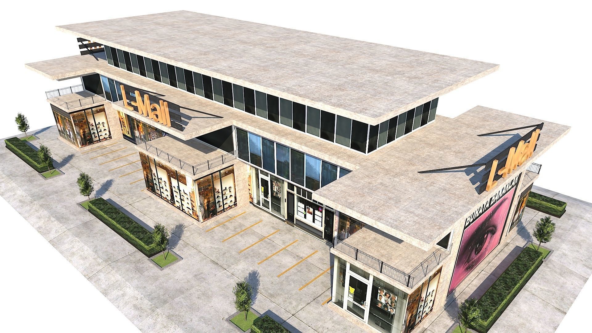 Simple and Effective Mall Shopping Store Building Low-poly 3D model_10