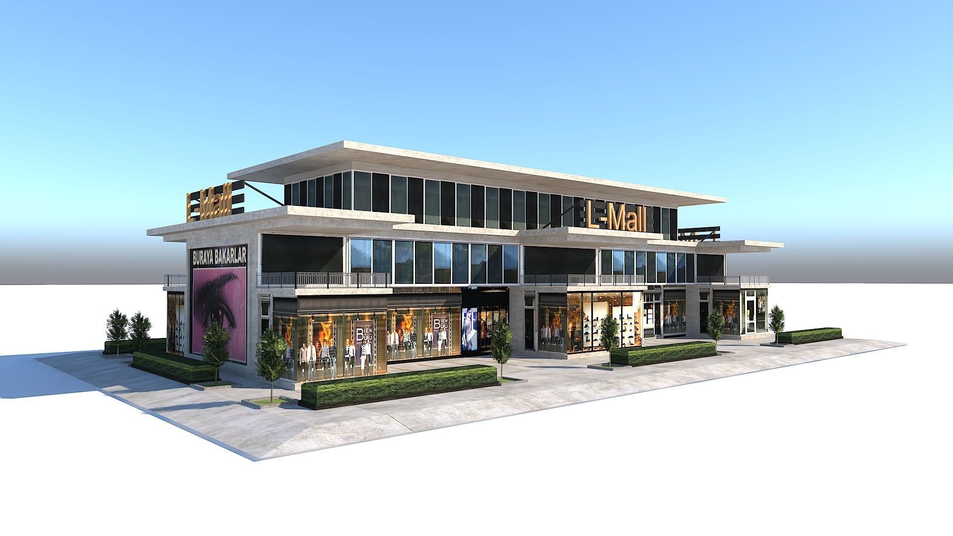 Simple and Effective Mall Shopping Store Building Low-poly 3D model_9