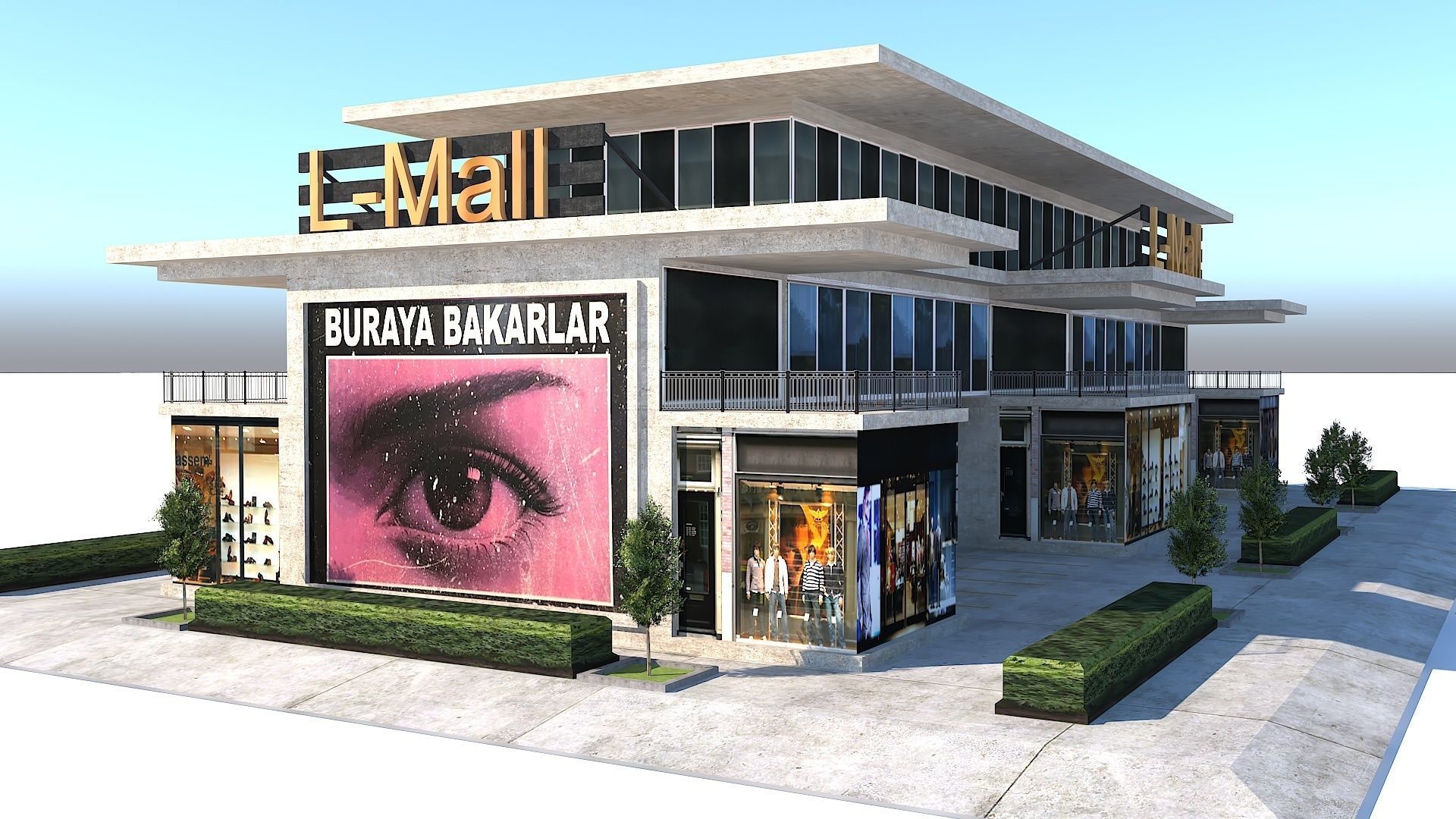 Simple and Effective Mall Shopping Store Building Low-poly 3D model_12