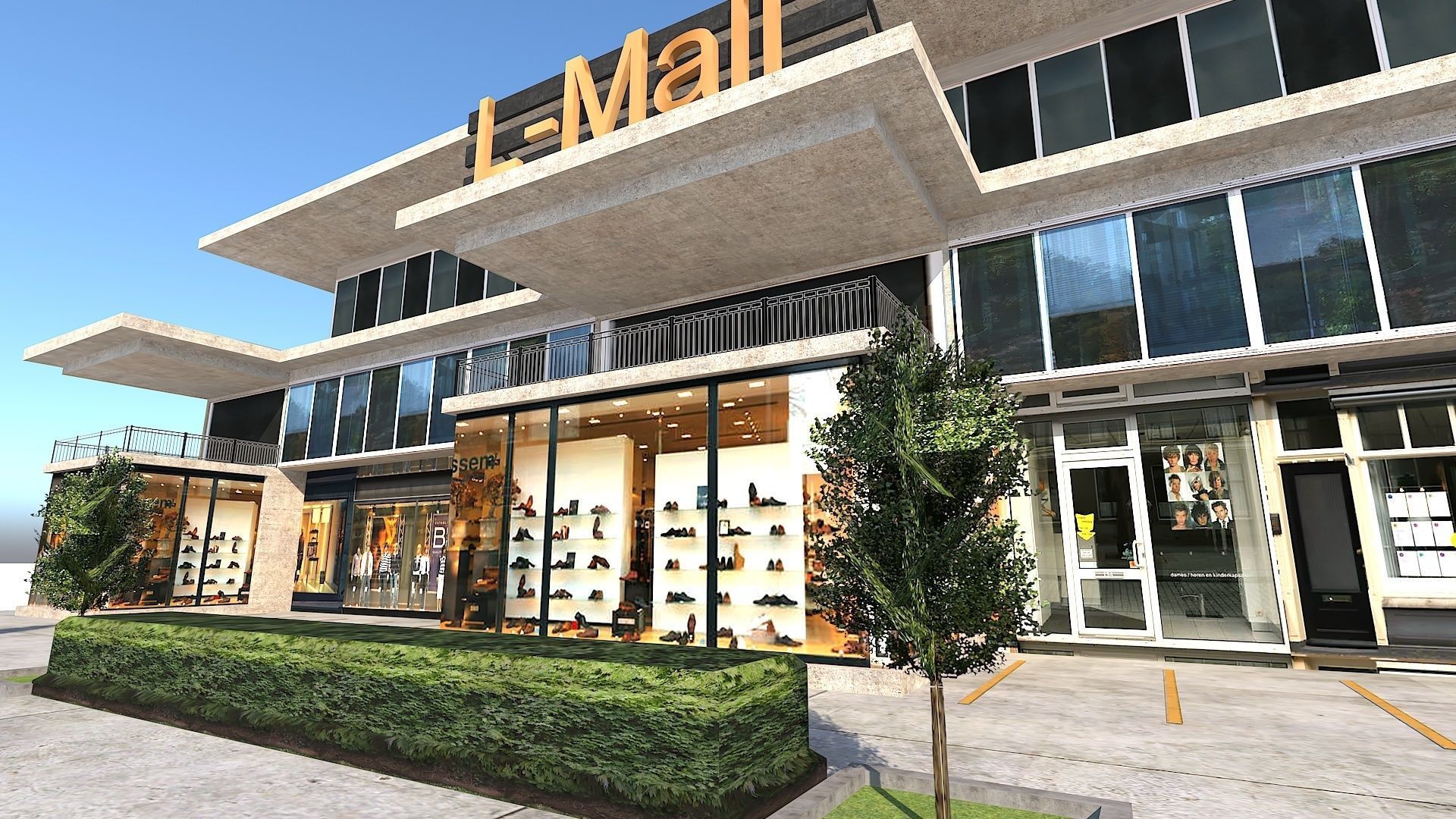Simple and Effective Mall Shopping Store Building Low-poly 3D model_6