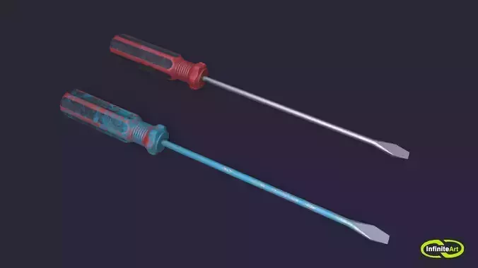 Screwdriver two screwdrivers Low-poly 3D model