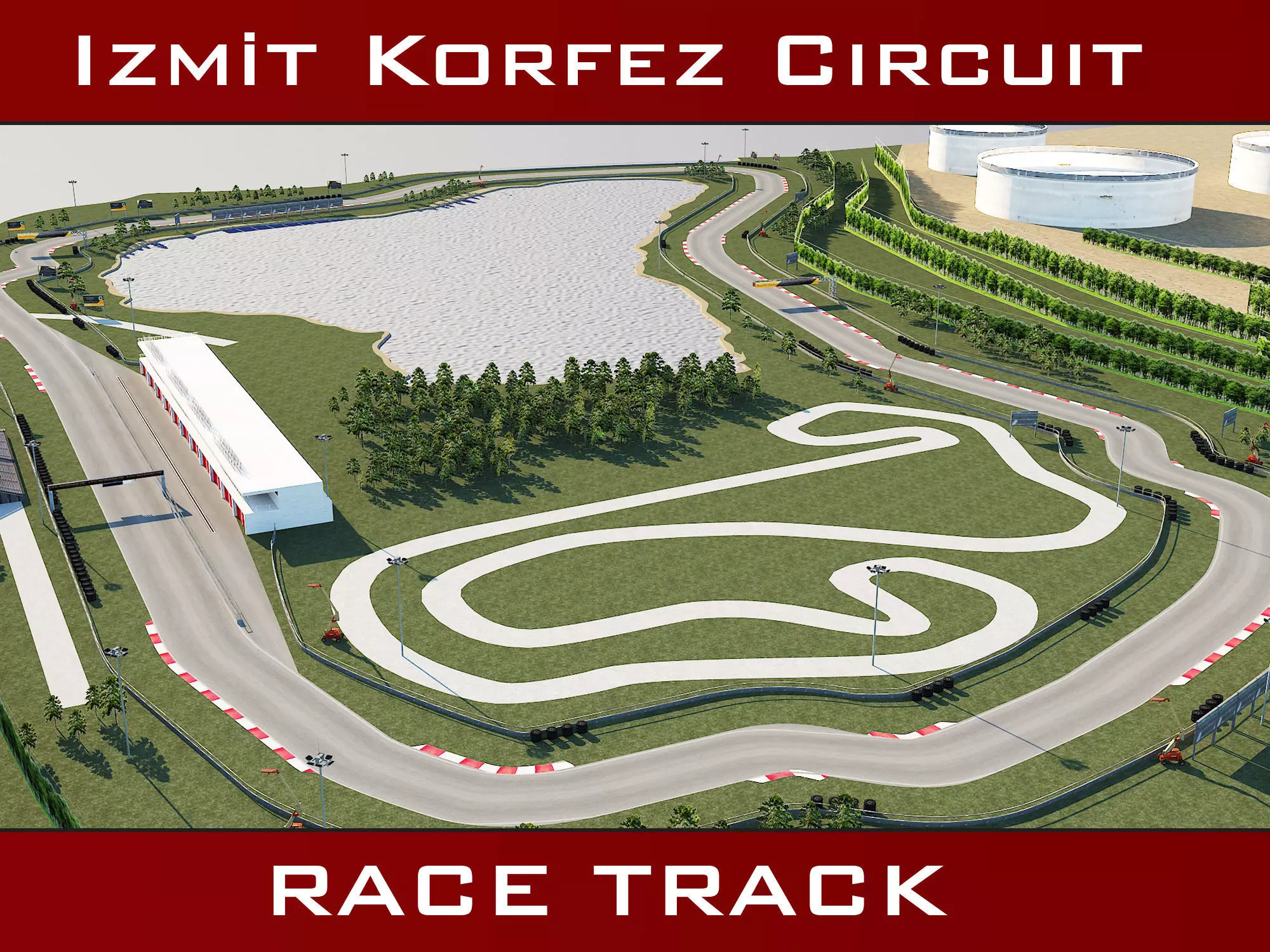 Korfez Race and F1 Track for Game and Projects Low-poly 3D model_0