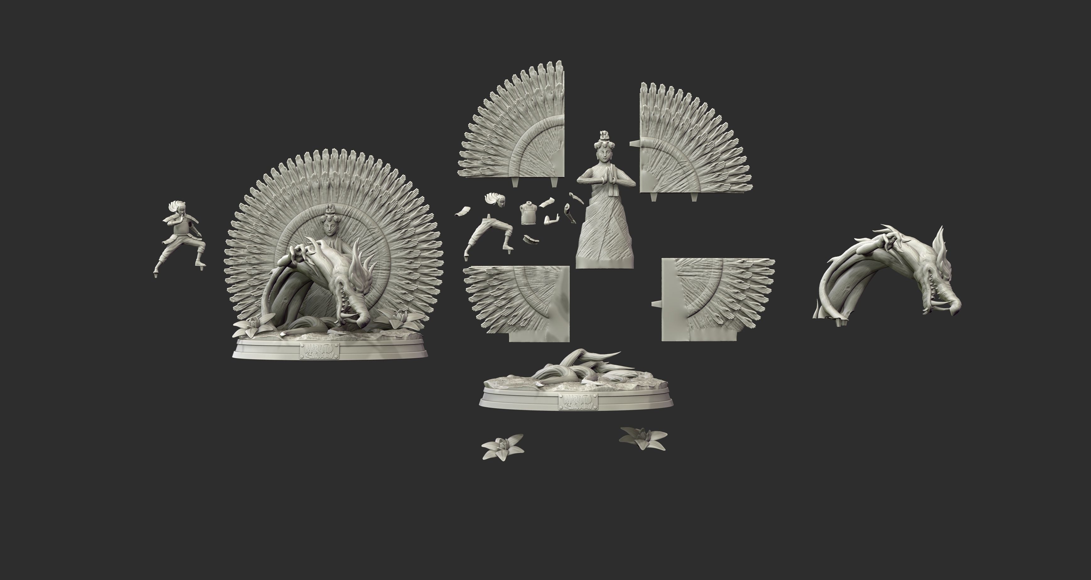 Hashirama Senju Wood Dragon Naruto Shipuden 3d Print Statue 3D print model_3